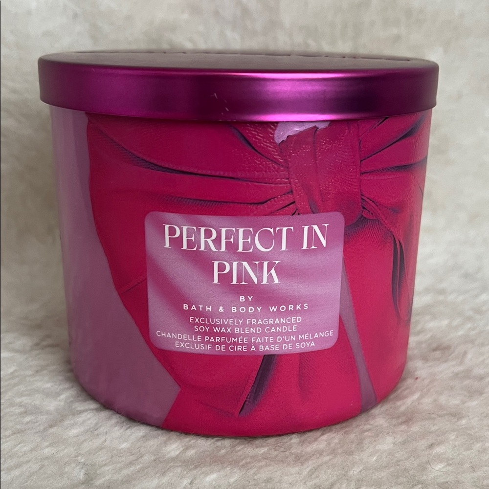 Bath & Body Works Perfect in Pink 3 Wick Candle
